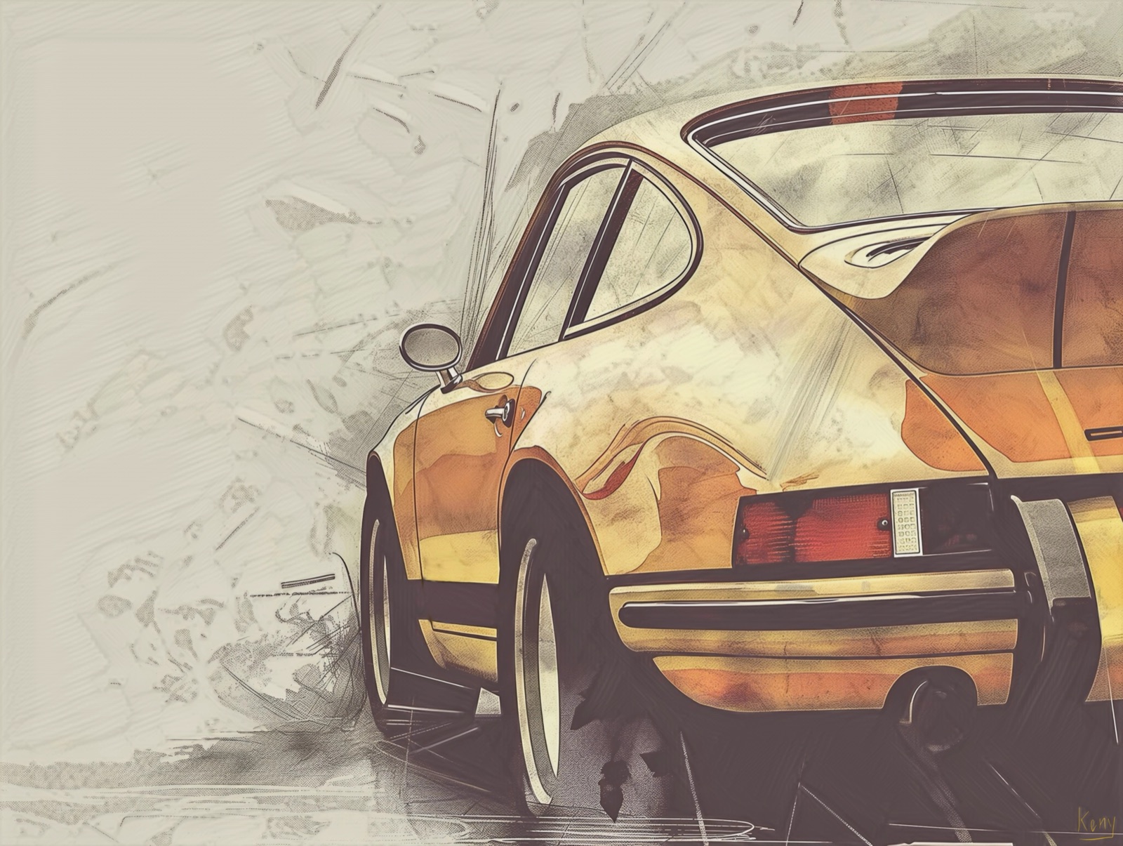 Porsche 911 Carrera RS, painting by Keny